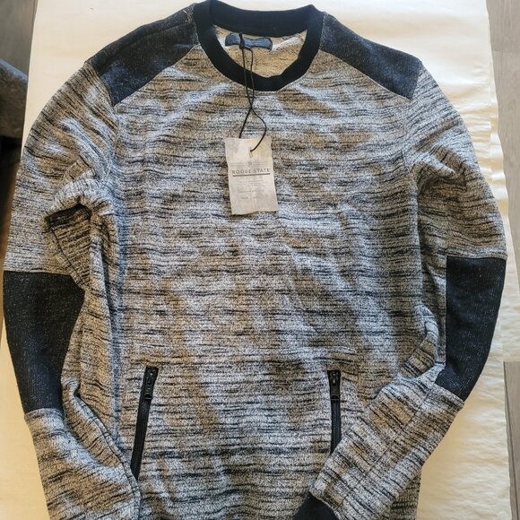 Rogue State Sweatshirt Gray Black Gray Classy Pullover With Zip Pockets Sz Small - Picture 1 of 5